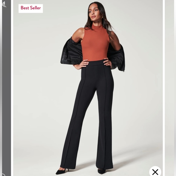 Spanx Womens Perfect Pants Wide Leg Flare Office Ponte Stretch Lounge Spandex - Picture 2 of 13